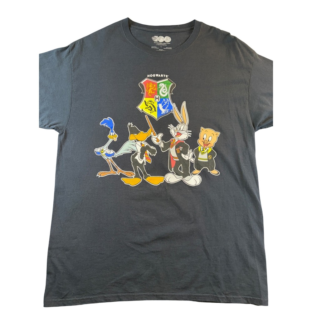Warner Bros 100 Looney Tunes Harry Potter Hogwarts T-Shirt Large Black WB100